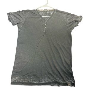 D-Lux Denim Brand Premium Quality Vintage Distressed Grey T-Shirt Size Medium M